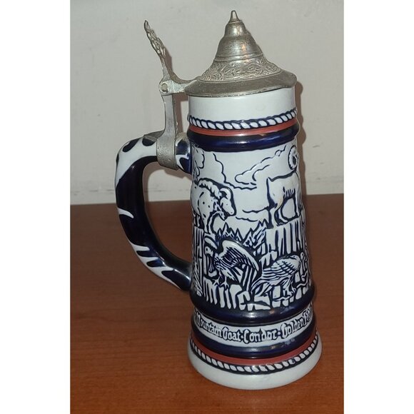 1976 AVON Collectible Beer Stein with Lid Rocky Mountain Wildlife Made in Brazil - Picture 3 of 7